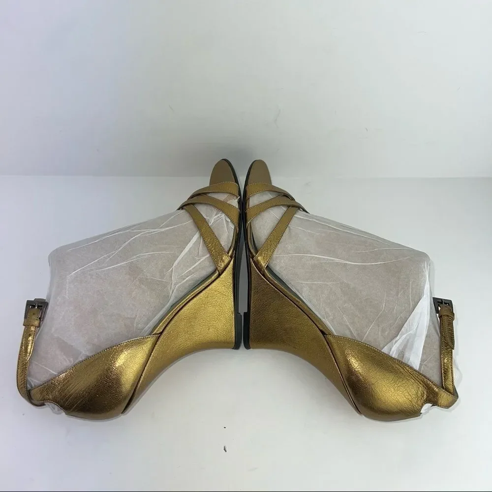 Sigerson Morison • Bronze Dress Wedge Sandals w/ New York Patent